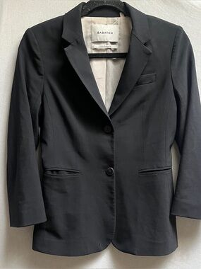 Babaton Italian Wool Black Classic Two-Button Women's Blazer Sz 4